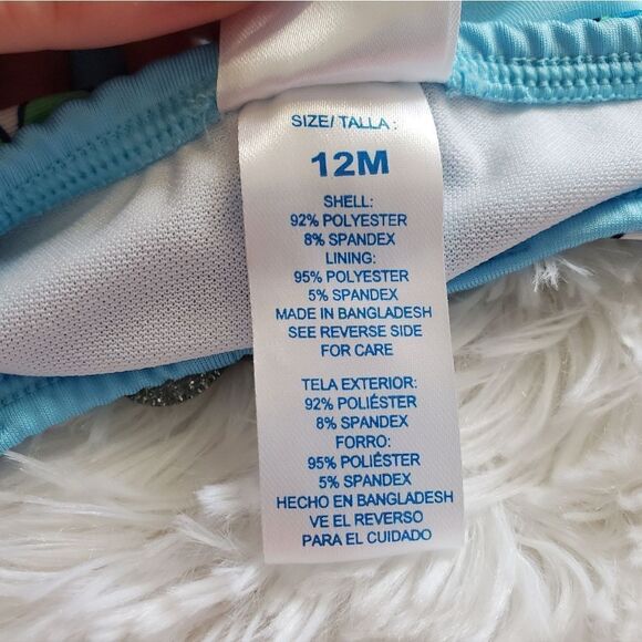 Two Piece Blue and Heart Print Bathing Suit Size 12M - Picture 8 of 8
